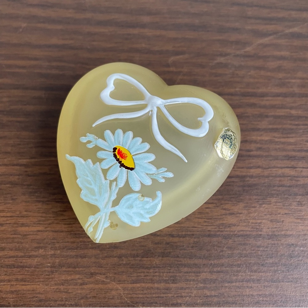 Westmoreland Yellow Satin Glass Trinket Box
